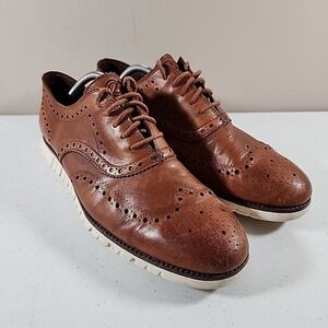 Cole Haan ZeroGrand Wingtip Oxford Shoe Leather British Tan C14493 Mens 11.5 M